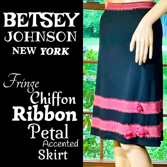 Betsey Johnson Dresses & Skirts - ▪️VTG▪️BETSEY JOHNSON▪️1990's Y2k Fringe Chiffon Ribbon Petal Accented Skirt